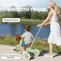 AIYAPLAY 2-In-1 Toddler Trike for 2-5 Years Old, 3 Wheel Bike with Adjustable Parent Handle, Basket for Boys and Girls, Green(m-7)