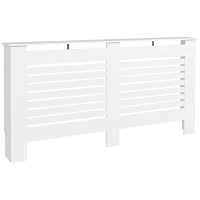 HOMCOM Mască de Calorifer cu Lamele și Raft din Lemn Alb 152x19x81 cm(m-1)