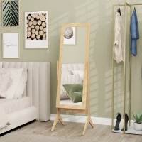 HOMCOM Specchio da Terra Reclinabile con Cornice Rettangolare, 47x46x148 cm, Effetto Rovere(m-5)