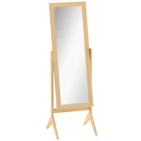 HOMCOM Specchio da Terra Reclinabile con Cornice Rettangolare, 47x46x148 cm, Effetto Rovere(m-1)