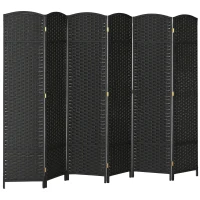 HOMCOM Biombo Separador de Ambientes de 6 Paneles Biombo Plegable 240x170 cm para Salón Dormitorio Oficina Negro(m-10)