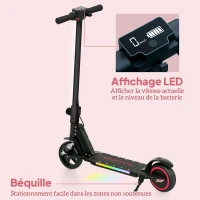 Trotínete elétrica infantil SPORTNOW — Dobrável, 14 km/h, Leve e Seguro, Preto(m-5)