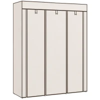 HOMCOM Roupeiro de Tecido Dobrável com 8 Prateleiras de Armazenamento e 2 Barras de Pendurar 125x43x162,5cm Creme(m-11)