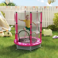 AIYAPLAY 4.6ft Toddler Trampoline w/ Safety Enclosure Net, for Indoor Outdoor Use, Ages 3-6 Years, Pink(m-2)