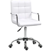 HOMCOM Chaise de bureau fauteuil manager pivotant hauteur réglable revêtement synthétique capitonné blanc(m-1)