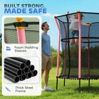 HOMCOM Kids Trampoline Mini Bouncer with Enclosure Safety Net For Ages 3-10 Years - Pink(m-4)