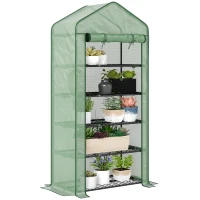 Outsunny Estufa de Jardim de 5 Prateleiras com 1 Porta com Fecho de Correr para Cultivo de Plantas em Terraço 90x49x193 cm Verde(m-10)