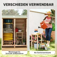 Outsunny houten tuinkast met tuintafel – 140 x 75 x 157 cm(m-4)
