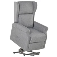 HOMCOM Fauteuil releveur inclinable avec Repose-Pied Fauteuil de Relaxation électrique Ajustable Lin Gris chiné(m-1)