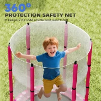 AIYAPLAY 4.6ft Toddler Trampoline w/ Safety Enclosure Net, for Indoor Outdoor Use, Ages 3-6 Years, Pink(m-7)