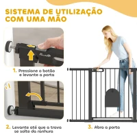 PawHut Barreira de Segurança de Animais de Estimação para Escadas e Portas com Aberturas de 75-131 cm com 3 Extensões Preto(m-4)