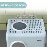 PawHut Caixa de Areia para Gatos com Pá Bandeja Removível 2 Portas Entrada Frontal e Saída Superior 52x41x38,5 cm Azul Claro(m-6)