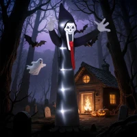 Outsunny 10 FT Grim Reaper Halloween Inflatable with 5 Built-in LED Lights, Blow Up Outdoor Halloween Decoration for Indoor, Outdoor Party(m-10)