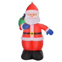 HOMCOM Pai Natal Inflável LED 2,4 m Poliéster Impermeável para Interiores e Exteriores(m-7)