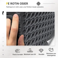 Outsunny Ensemble salon de jardin 7 pièces modulables, coussins déhoussables inclus, table basse avec plateau verre trempé, en résine tressée, brun foncé(m-4)