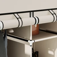 HOMCOM Roupeiro de Tecido Dobrável com 8 Prateleiras de Armazenamento e 2 Barras de Pendurar 125x43x162,5cm Creme(m-8)
