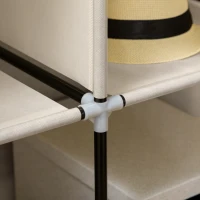 HOMCOM Roupeiro de Tecido Dobrável com 8 Prateleiras de Armazenamento e 2 Barras de Pendurar 125x43x162,5cm Creme(m-9)