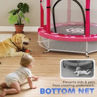 AIYAPLAY 4.6ft Toddler Trampoline w/ Safety Enclosure Net, for Indoor Outdoor Use, Ages 3-6 Years, Pink(m-8)