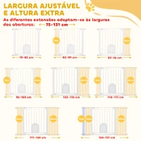 PawHut Barreira de Segurança de Animais de Estimação para Escadas e Portas com Aberturas de 75-131 cm com 3 Extensões Branco(m-7)