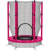 AIYAPLAY 4.6ft Toddler Trampoline w/ Safety Enclosure Net, for Indoor Outdoor Use, Ages 3-6 Years, Pink(m-1)