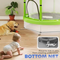 AIYAPLAY 4.6ft Toddler Trampoline w/ Safety Enclosure Net, for Indoor Outdoor Use, Ages 3-6 Years, Green(m-8)