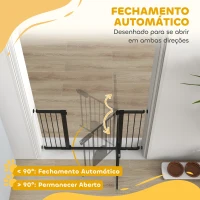 PawHut Barreira de Segurança de Animais de Estimação para Escadas e Portas com Aberturas de 75-131 cm com 3 Extensões Preto(m-5)