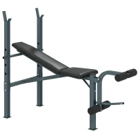 HOMCOM Banc de musculation Fitness banc d'haltérophilie entrainement complet dossier réglable curler(m-10)
