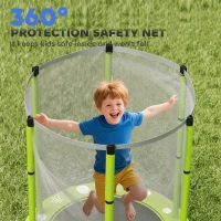 AIYAPLAY 4.6ft Toddler Trampoline w/ Safety Enclosure Net, for Indoor Outdoor Use, Ages 3-6 Years, Green(m-7)