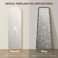 HOMCOM Espejo de Cuerpo Entero Curvado 160x50 cm sin Marco Base de Madera Espejo de Pie o Apoyado en la Pared Transparente(m-7)