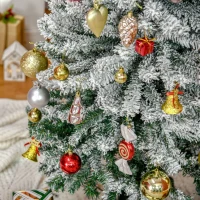 HOMCOM Árbol de Navidad Estrecho 225 cm Árbol Navideño Nevado con 738 Ramas y Soporte de Metal para Salón Verde y Blanco(m-9)