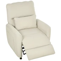 HOMCOM Poltrona Relax com Aquecimento Lombar e Massagem por Vibração Poltrona Reclinável com Função de Memória 88x93x102 cm Creme(m-1)