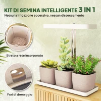 Outsunny Lampade per Pianta da 42 Luci LED con 3 Vasi, Timer e Illuminazione Regolabile, 45x18.8x47.8 cm, Bianco(m-4)