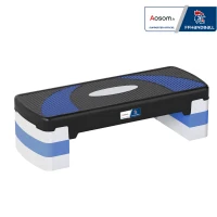 Stepper Fitness Aerobic - Aosom.fr x FFHandball - hauteur reglable surface antiderapante 80 x 31 x 20 cm noir bleu(m-10)