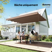 Outsunny Toile de toit pour pergola tonnelle rétractable de 3 x 3 m - toile uniquement 250 x 255 cm café(m-8)