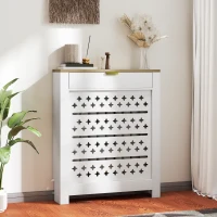 HOMCOM Couvercle de radiateur, cache radiateur avec placard rabattable et étagère supérieur, 78 x 19 x 95,5 cm, blanc(m-2)