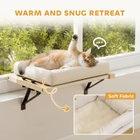 PawHut Cat Radiator Bed, Adjustable Hanging Cat Hammock with Removable and Washable Cushion for Indoor Cats, Cream White(m-7)