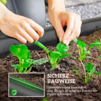 Outsunny Plantenbak plantbed, modulair verhoogd bed, beschermde randen, bodemloos ontwerp, 150 x 62 x 30 cm, Donkergrijs(m-6)