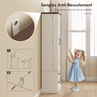 HOMCOM Buffet haut cuisine, armoire de cuisine, LED à capteur, 2 portes, tiroirs et étagères réglables, 76x39,5x183cm, blanc(m-8)