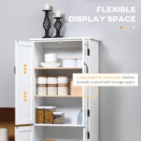 HOMCOM Accent Floor Storage Cabinet Kitchen Cupboard with Adjustable Shelves and 2 Lower Doors, White(m-6)