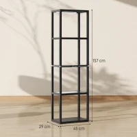 HOMCOM RGB staande lamp met glazen planken, 4‑laagse LED staande lamp met afstandsbediening, muzieksynchronisatie, zwart(m-3)