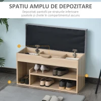 HOMCOM banca din lemn pentru pantofi, 80x30x48cm(m-6)