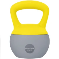 SPORTNOW 12KG Soft Kettlebell, Kettlebell with Non-Slip Handle for Home Gym, Weight Lifting, Strength Training, Yellow/Grey(m-10)