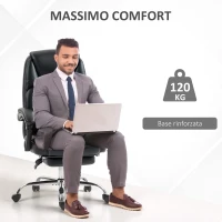 HOMCOM Sedia da Ufficio Reclinabile con Poggiapiedi Estraibile in Pelle PU, Capacità 120 kg, Nero(m-6)