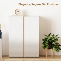 HOMCOM Zapatero de 6 Niveles con 2 Puertas en Blanco Brillo con Cierre Suave y Estantes Ajustables 70x33,5x95 cm Blanco(m-7)