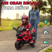 AIYAPLAY Moto Eléctrica para Niños 6V con Ruedas de Apoyo Música Faro para Niños de 18-36 Mesas Rojo(m-7)