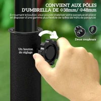 Outsunny Pied de parasol base de lestage parasol demi-cercle poids net 9 kg résine imitation fonte motif fleur 50L x 31l x 32H cm bronze(m-6)