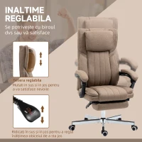 Vinsetto Scaun Rabatabil cu Masaj și Suport pentru Picioare, Confortabil pentru Acasă, cu Tetieră și Telecomandă, 6 Puncte & 5 Moduri, Maro(m-5)