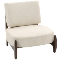 HOMCOM Fauteuil salon en chenille, fauteuil chambre confortable, coussin épais, assise rembourrée, 72 x 73,5 x 81 cm, crème(m-1)