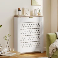 HOMCOM Couvercle de radiateur, cache radiateur avec placard rabattable et étagère supérieur, 78 x 19 x 95,5 cm, blanc(m-9)