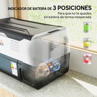 HOMCOM Nevera Compresor 30,5L -20℃-20℃ 12 / 24V DC y 100-240V CA con 2 Ruedas y Compartimento Congelador 72,6x39x37,3 cm Negro(m-7)